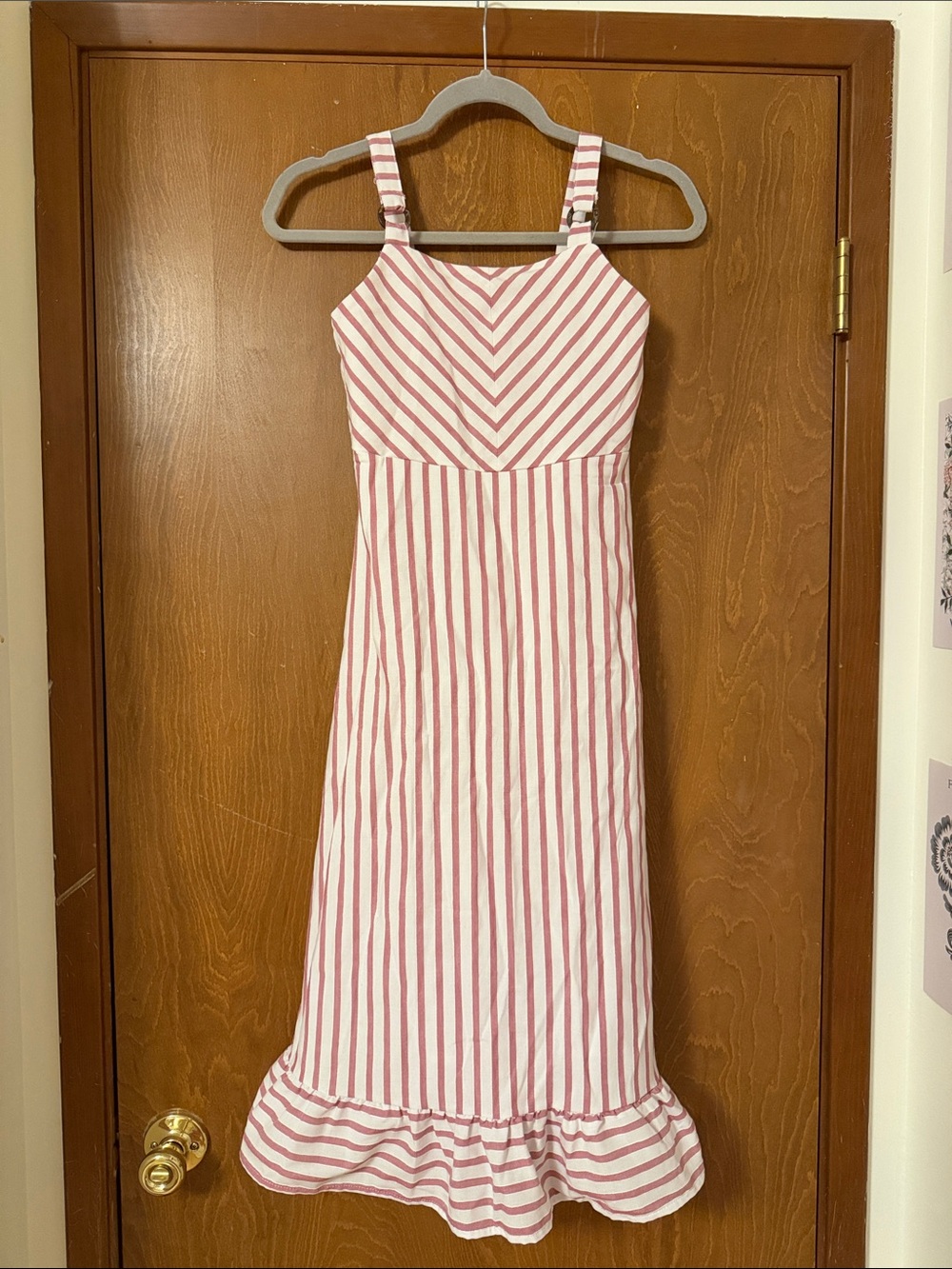 btween Pink & White Striped Maxi Sundress with Ruffle Hem